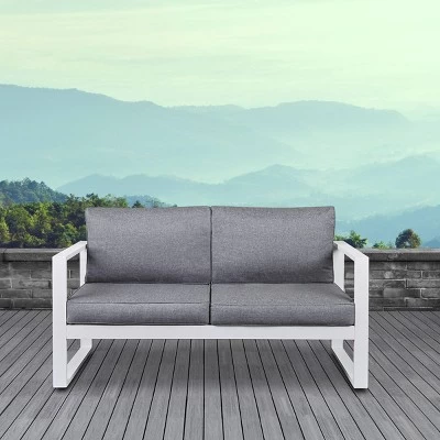 Baltic Patio Loveseat White - Real Flame 1 Baltic Patio Loveseat White - Real Flame