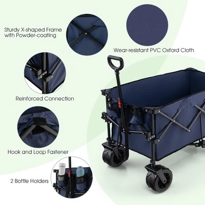 Costway Folding Collapsible Wagon Utility Garden Cart W/ Wide Wheels Adjustable Handle 8 Costway Folding Collapsible Wagon Utility Garden Cart W/ Wide Wheels Adjustable Handle - Image 8