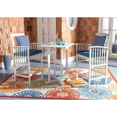 Pate 3pc Bistro Set - White/Navy - Safavieh 1 Pate 3pc Bistro Set - White/Navy - Safavieh