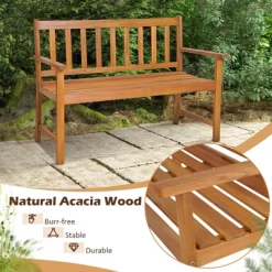 Costway 2-Person Slatted Bench Patio Acacia Wood Loveseat 800 Lbs Outdoor Natural -Quality Garden Outdoor Store GUEST 2eef9165 9289 48df bf69 4d4dda7d64e9