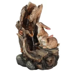 LuxenHome Resin Two Bunnies Tree Stump Outdoor Fountain With LED Lights 13 LuxenHome Resin Two Bunnies Tree Stump Outdoor Fountain With LED Lights -Quality Garden Outdoor Store GUEST 2f54f893 5f94 4288 8063 94a63568cc2b