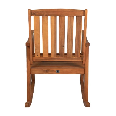 Perry Classic Slat-Back Acacia Wood Patio Outdoor Rocking Chair - JONATHAN Y 5 Perry Classic Slat-Back Acacia Wood Patio Outdoor Rocking Chair - JONATHAN Y - Image 5