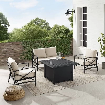 Kaplan 4pc Outdoor Conversation Set With Dante Fire Table - Oatmeal - Crosley 6 Kaplan 4pc Outdoor Conversation Set With Dante Fire Table - Oatmeal - Crosley - Image 6