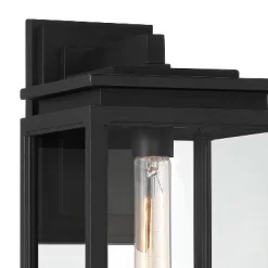 Possini Euro Design Atkins Modern Outdoor Wall Light Fixture Matte Black 14 1/4" Clear Glass For Post Exterior Barn Deck House Porch Yard Posts Patio -Quality Garden Outdoor Store GUEST 3072da55 4201 4c4d acf1 ea16939e79a2