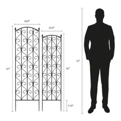 Garden Trellis - Set Of 2 Metal Panels With Decorative Scrolls - Fencing For Climbing Vines, Roses, Potted Plants, And Flowers By Pure Garden (Black)