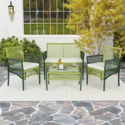 Costway 4PCS/8PCS Patio Round Wicker Conversation Set With Cushions Tempered Glass Side Table -Quality Garden Outdoor Store GUEST 314200a5 08f8 44f2 8a8b b9cd06a20ec1