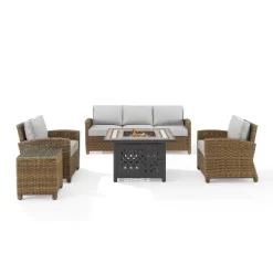 Bradenton 5pc Outdoor Wicker Conversation Set With Fire Table - Crosley -Quality Garden Outdoor Store GUEST 3162f7d7 af21 4c4f abaf 7cd68047b183