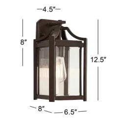Franklin Iron Works Rockford Rustic Farmhouse Outdoor Wall Light Fixture Bronze 12 1/2" Clear Beveled Glass For Post Exterior Barn Deck House Porch -Quality Garden Outdoor Store GUEST 32034d98 949e 4ccd a205 600209d899a0