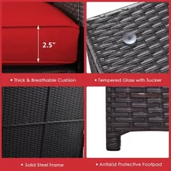 Costway 8PCS Outdoor Patio Rattan Furniture Set Cushioned Loveseat Storage Table RedNavy -Quality Garden Outdoor Store GUEST 3266ef64 12be 4908 8025 b1b65a4573e4