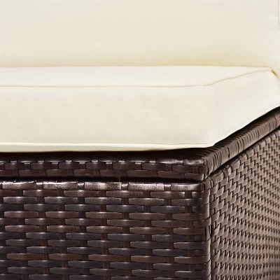 4pc Wicker Half-Moon Patio Set With Cushions - Brown/Beige - GODEER 10 4pc Wicker Half-Moon Patio Set With Cushions - Brown/Beige - GODEER - Image 10