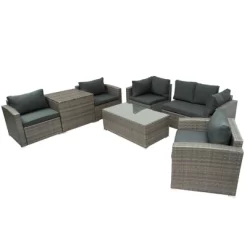 7-Piece Patio Wicker Sofa Set With Cushions, Table And Storage Box - ModernLuxe -Quality Garden Outdoor Store GUEST 33082bf4 8b03 4777 a583 ad95a3a86657