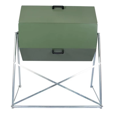 Jora Composters JK270A 70 Gallon Dual Chamber Galvanized Steel Backyard Composter Tumbler Bin For High Temperature Outdoor Composting, Green 1 Jora Composters JK270A 70 Gallon Dual Chamber Galvanized Steel Backyard Composter Tumbler Bin For High Temperature Outdoor Composting, Green