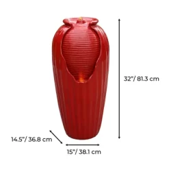 Teamson Home Indoor/Outdoor Contemporary Vase Water Fountain With LED Lights, Red 8 Teamson Home Indoor/Outdoor Contemporary Vase Water Fountain With LED Lights, Red -Quality Garden Outdoor Store GUEST 3386a520 4f2c 4549 8fb1 ac0273d2eac2