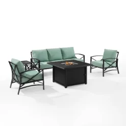 Kaplan 5pc Outdoor Sofa Set With Fire Table - Mist - Crosley