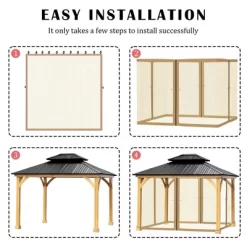 Aoodor Gazebo Netting Black 12' X 12' Polyester Screen Replacement 4 Panel Sidewalls For Patio (Only Netting) -Quality Garden Outdoor Store GUEST 3405a98c 2669 4921 b59c 371a5b44ef61