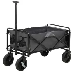 Outsunny Collapsible Wagon, Graden Carts With Wheels, Adjustable Handle, Folding Table And Cup Holders, Dark Gray -Quality Garden Outdoor Store GUEST 3538daae 529d 4ca8 a508 34b0d89729b0