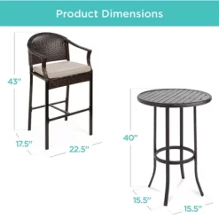 Best Choice Products 3-Piece Outdoor Wicker Bistro Bar Height Set For Patio, Garden W/ Barstools, Steel Frame -Quality Garden Outdoor Store GUEST 3591e47c f661 4eaf 8c45 d15119745619
