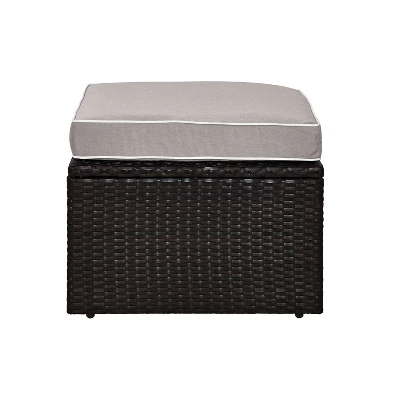 Palm Harbor Outdoor Wicker Ottoman - Gray - Crosley 4 Palm Harbor Outdoor Wicker Ottoman - Gray - Crosley - Image 4
