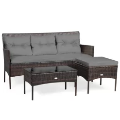Tangkula 3 PCS Patio Furniture Set Outdoor All Weather Wicker Conversation Set W/Cushioned Ottoman & Side Table 23 Tangkula 3 PCS Patio Furniture Set Outdoor All Weather Wicker Conversation Set W/Cushioned Ottoman & Side Table -Quality Garden Outdoor Store GUEST 35f0be50 59fe 46cb 87c5 eeafa0784e7b