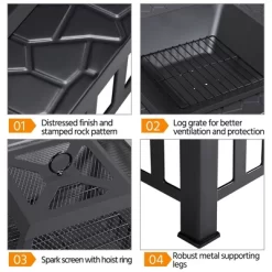 Yaheetech 34in Fire Pit Table Outdoor Patio Fire Pits Square Steel Stove With Mesh Screen And Cover -Quality Garden Outdoor Store GUEST 36469d22 faff 4855 afb5 3c19d469b38f