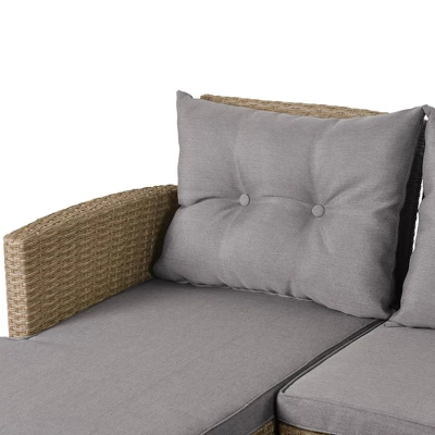 4pc Wicker Patio Conversation Set With Cushions - Beige/Brown - GODEER 10 4pc Wicker Patio Conversation Set With Cushions - Beige/Brown - GODEER - Image 10