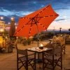 Costway 9FT Patio Solar Umbrella LED Steel Tilt With Crank