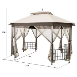 Tangkula 10'x 12'Octagonal Canopy Tent Patio Gazebo Canopy Shelter W/ Mosquito Netting