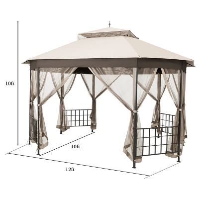 Tangkula 10'x 12'Octagonal Canopy Tent Patio Gazebo Canopy Shelter W/ Mosquito Netting 1 Tangkula 10'x 12'Octagonal Canopy Tent Patio Gazebo Canopy Shelter W/ Mosquito Netting