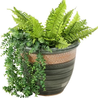 Sunnydaze Decor Sunnydaze Indoor/Outdoor Purlieu Decorative Glazed Ceramic Planter For Greenery Or Flowers - 15" 6 Sunnydaze Decor Sunnydaze Indoor/Outdoor Purlieu Decorative Glazed Ceramic Planter For Greenery Or Flowers - 15" - Image 6
