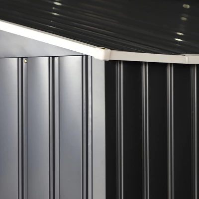 Outsunny 11' X 13' Metal Storage Shed Garden Tool House With Double Sliding Doors, 4 Air Vents For Backyard, Patio, Lawn Dark Gray 5 Outsunny 11' X 13' Metal Storage Shed Garden Tool House With Double Sliding Doors, 4 Air Vents For Backyard, Patio, Lawn Dark Gray - Image 5