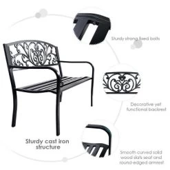 Costway 50'' Patio Park Garden Bench Porch Chair Steel Frame Cast Iron Backrest 12 Costway 50'' Patio Park Garden Bench Porch Chair Steel Frame Cast Iron Backrest -Quality Garden Outdoor Store GUEST 3809ab2c 49a9 42e8 8c24 4c0ea8985c50