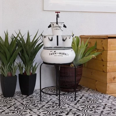 36" Buckets With Faucet Tabletop Fountain White - Alpine Corporation 2 36" Buckets With Faucet Tabletop Fountain White - Alpine Corporation - Image 2