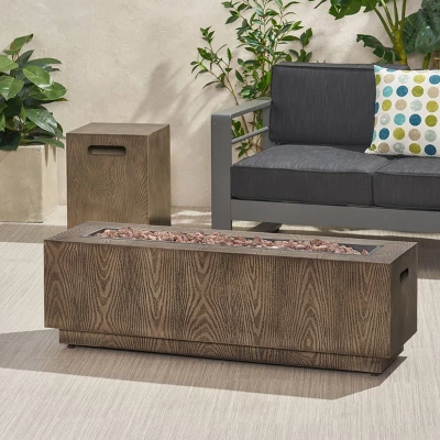 Wellington 48" Rectangular Iron Gas Fire Pit With Tank Holder - Brown - Christopher Knight Home 1 Wellington 48" Rectangular Iron Gas Fire Pit With Tank Holder - Brown - Christopher Knight Home