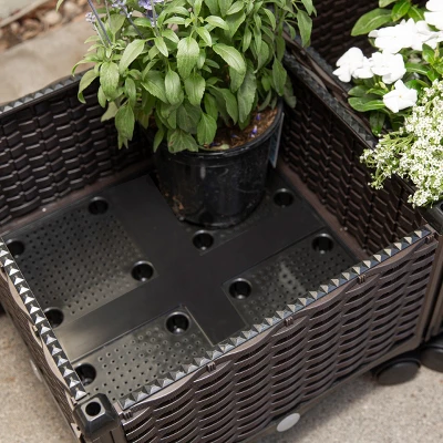 Barton 2-Piece Set Raised Garden Bed Planter Box With Wheels Plant Box, Brown 2 Barton 2-Piece Set Raised Garden Bed Planter Box With Wheels Plant Box, Brown - Image 2