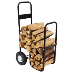 Sunnydaze Decor Sunnydaze Indoor/Outdoor Steel Rolling Firewood Log Cart Carrier With Wheels - 1/8 Face Cord - Black -Quality Garden Outdoor Store GUEST 3969eaf5 7b35 4029 91c5 3338e10e020f