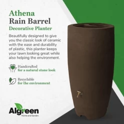 Algreen Athena 80 Gallon Plastic Outdoor Rain Barrel With Brass Spigot And Screen Guard For Rain Water Collection And Storage, Brownstone -Quality Garden Outdoor Store GUEST 3994e5dd 1f39 4d39 b00a cc7e951ad1d4