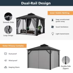 Costway 10' X 10' Patio Double-Top Hardtop Gazebo Galvanized Steel Roof Aluminum Frame 16 Costway 10' X 10' Patio Double-Top Hardtop Gazebo Galvanized Steel Roof Aluminum Frame -Quality Garden Outdoor Store GUEST 39b36285 93ef 4e62 a4cb d8493d9808e7