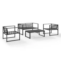 Hamilton Outdoor Metal 4 Piece Conversation Set - Matte Black - Crosley 13 Hamilton Outdoor Metal 4 Piece Conversation Set - Matte Black - Crosley -Quality Garden Outdoor Store GUEST 39c1dae0 574f 453a 9b94 9279016e9572