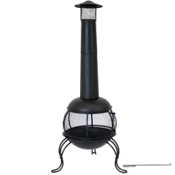 Sunnydaze Decor Sunnydaze Outdoor Backyard Patio Steel Wood-Burning Fire Pit Chiminea With Rain Cap And Mesh Sides - 66" - Black -Quality Garden Outdoor Store GUEST 39d00c7d f71b 47d1 92df c04b34491e1b
