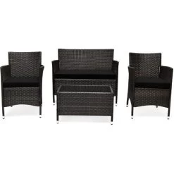 Tangkula 4-Piece Patio Rattan Wicker Conversation Furniture Set Sofa Chair Table Set -Quality Garden Outdoor Store GUEST 3bdbaffb fb4f 40a2 a895 976ca80fc748