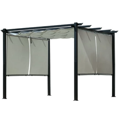 Aoodor 10 X 10 Ft Outdoor Pergola With Retractable Canopy, Aluminum Frame, 4 Pieces Patio Sun Shade Shelter For Backyard, Deck 7 Aoodor 10 X 10 Ft Outdoor Pergola With Retractable Canopy, Aluminum Frame, 4 Pieces Patio Sun Shade Shelter For Backyard, Deck - Image 7
