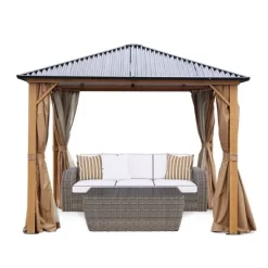 Aoodor Gazebo Polycarbonate Roof, Wooden Print Aluminum Frame With Mosquito Netting And Curtain 20 Aoodor Gazebo Polycarbonate Roof, Wooden Print Aluminum Frame With Mosquito Netting And Curtain -Quality Garden Outdoor Store GUEST 3c1e4eed 634a 4782 b9e4 5e3718ae644c