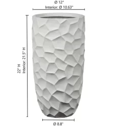 LuxenHome White MgO Geometric Pattern 22" Tall Round Planter -Quality Garden Outdoor Store GUEST 3c5602a2 2f28 431a 8da1 d8bd31637c7e