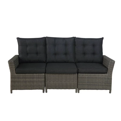 Asti Wicker 3 Seat Reclining Sofa With Cushions - Gray - Alaterre Furniture 1 Asti Wicker 3 Seat Reclining Sofa With Cushions - Gray - Alaterre Furniture