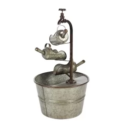 28" X 15" Farmhouse Metal Fountain Gray - Olivia & May -Quality Garden Outdoor Store GUEST 3d6cdf4a 8b18 4383 b88a 5385974c4edc