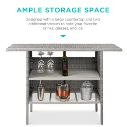 Best Choice Products Outdoor Patio Wicker Bar Counter Table W/ 2 Steel Shelves, 2 Sets Of Rails -Quality Garden Outdoor Store GUEST 3d73aede bf4a 42b3 970a 01b841046307