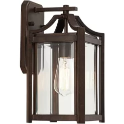 Franklin Iron Works Rockford Rustic Farmhouse Outdoor Wall Light Fixture Bronze 12 1/2" Clear Beveled Glass For Post Exterior Barn Deck House Porch -Quality Garden Outdoor Store GUEST 3dac8159 d2dd 4aee a0ee f08845d73d59