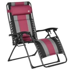 Outsunny XL Oversize Zero Gravity Recliner, Padded Patio Lounger Chair, Folding Chair With Adjustable Backrest, Cup Holder And Headrest For Backyard, Poolside, Lawn -Quality Garden Outdoor Store GUEST 3efa5b41 2aab 4d14 a450 ef0633542baf