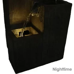 Sunnydaze Decor Sunnydaze Indoor Home Office Polyresin Faux Wooden Tiered Columns Tabletop Fountain With LED Lights - 13" -Quality Garden Outdoor Store GUEST 404320dc 3a76 4e99 8a92 a456d276f1a3