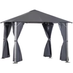 Outsunny Patio Gazebo 10' X 10' Outdoor Soft Top Canopy Tent With Zippered Mesh Sidewalls, Privacy Curtains, Netting -Quality Garden Outdoor Store GUEST 41990f96 50f8 4ec4 9801 af151ae3a263